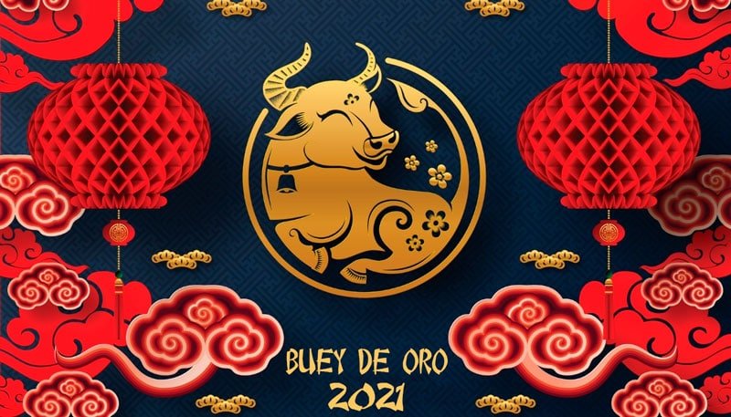 2021 ano nuevo: chino buey de oro